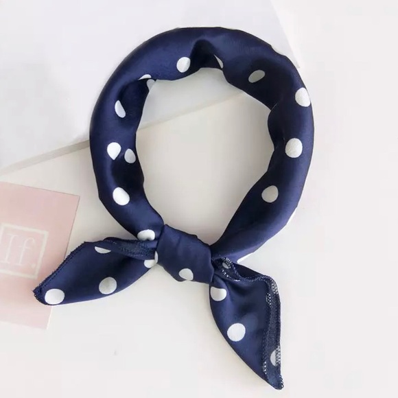 Accessories - Navy Blue & White Polka Dot Neck Scarf